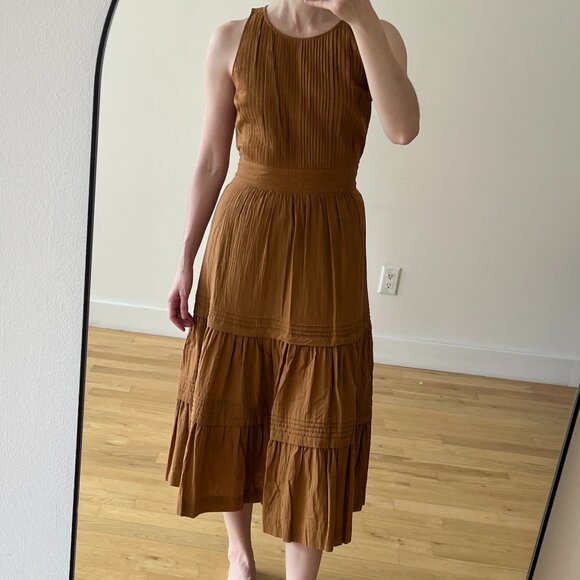 Uma and Leopold Brown Cotton Crystal Midi / Maxi Dress - Size Small - Picture 1 of 7